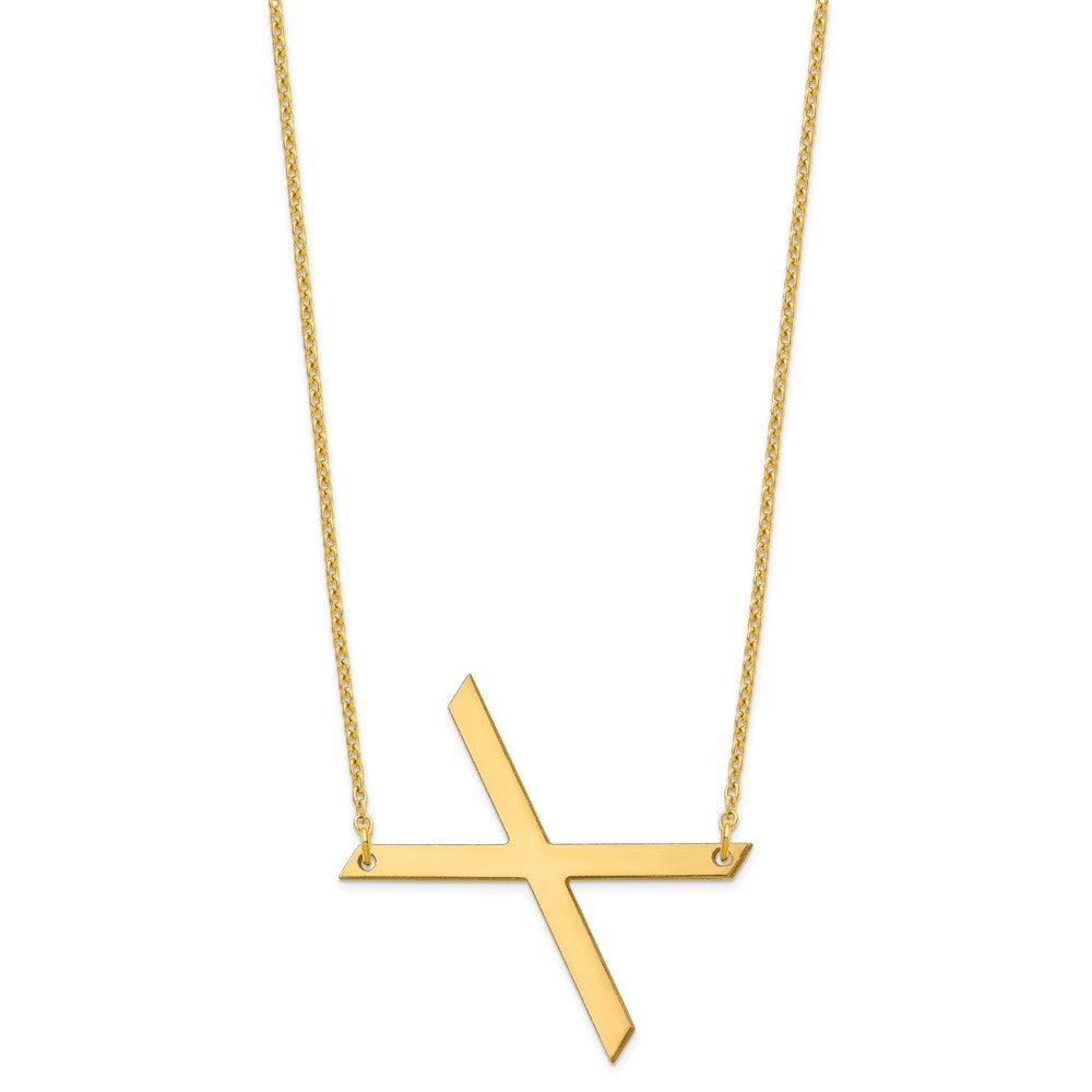 Sterling Silver Gold Plated Polished Large Letter X Necklace