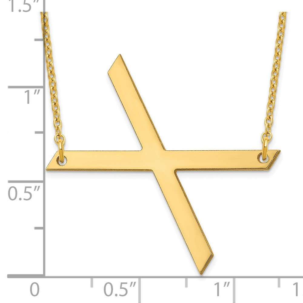Sterling Silver Gold Plated Polished Large Letter X Necklace