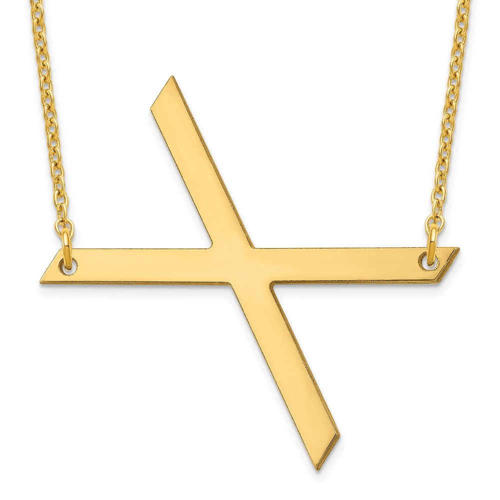 Sterling Silver Gold Plated Polished Large Letter X Necklace