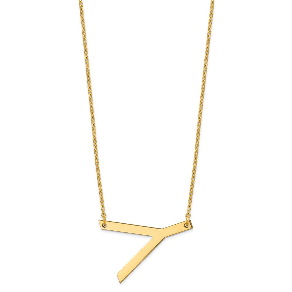 Sterling Silver Gold Plated Polished Large Letter Y Necklace