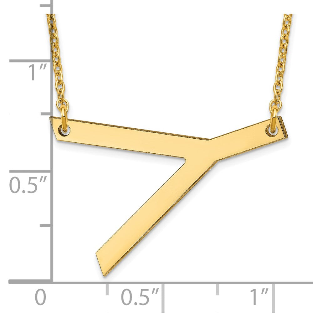 Sterling Silver Gold Plated Polished Large Letter Y Necklace