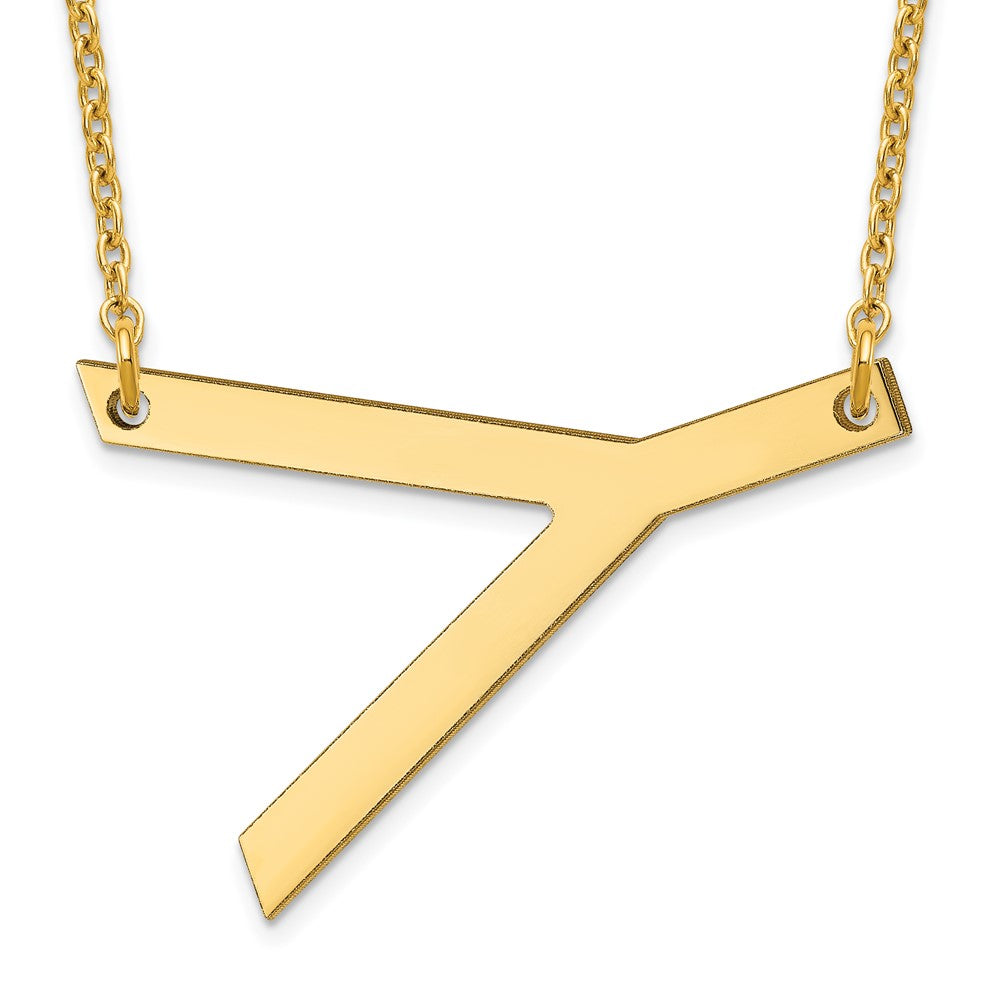 Sterling Silver Gold Plated Polished Large Letter Y Necklace