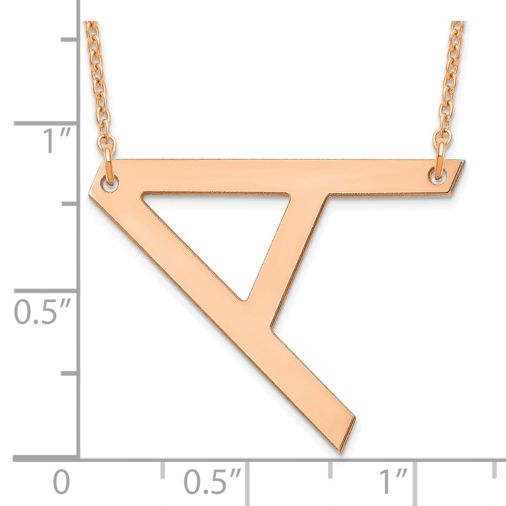 Sterling Silver Rose Gold Plated Polished Large Letter A Necklace