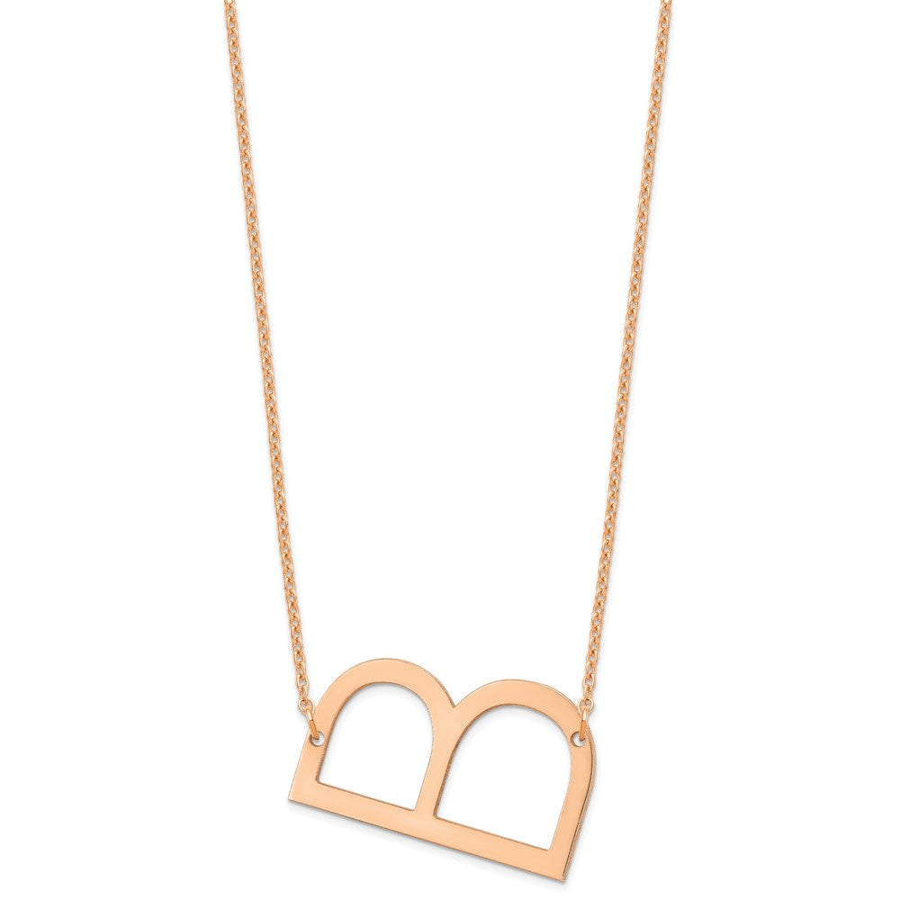 Sterling Silver/Rose-plated Large Sideways Initial B Necklace