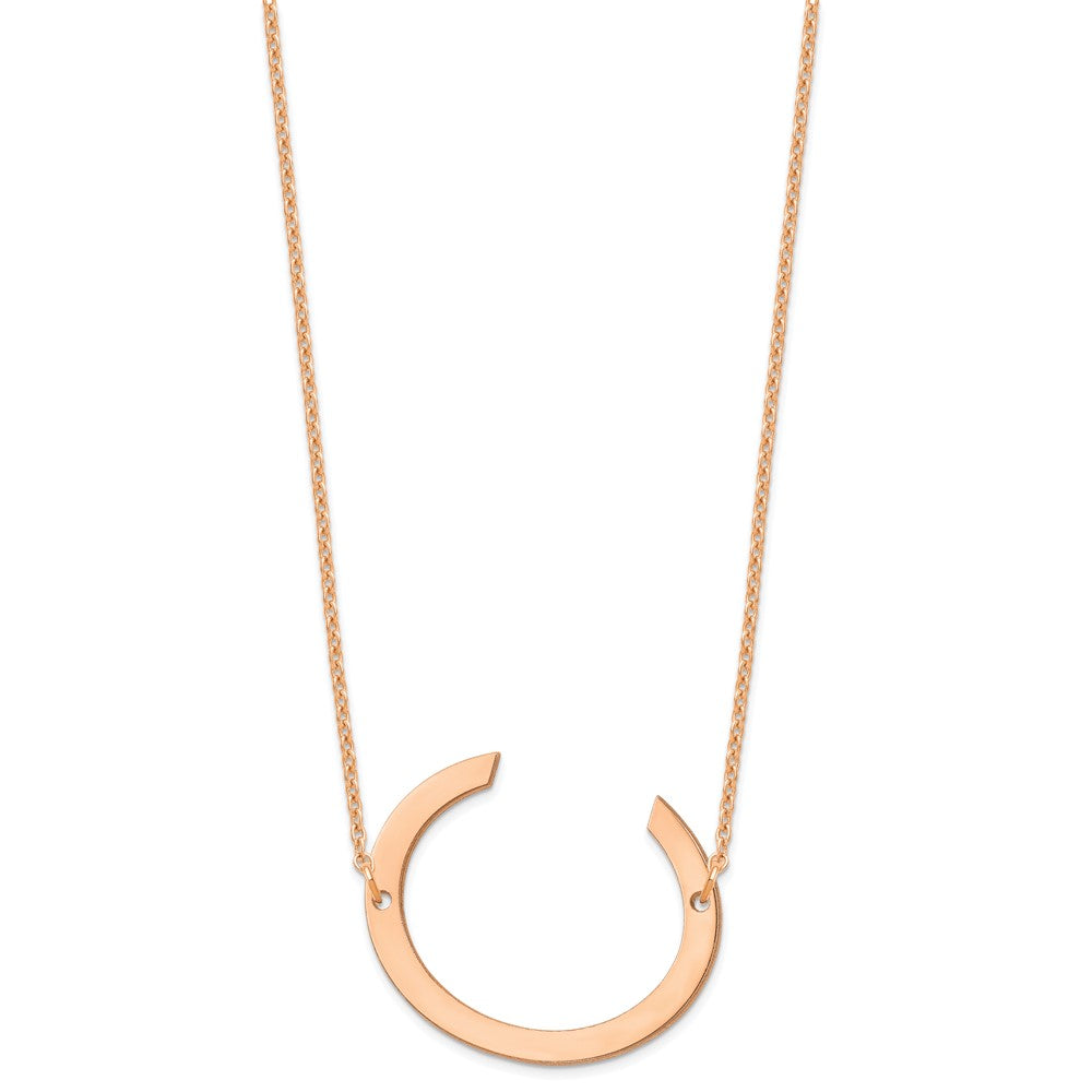 Sterling Silver Rose Gold Plated Polished Large Letter C Necklace