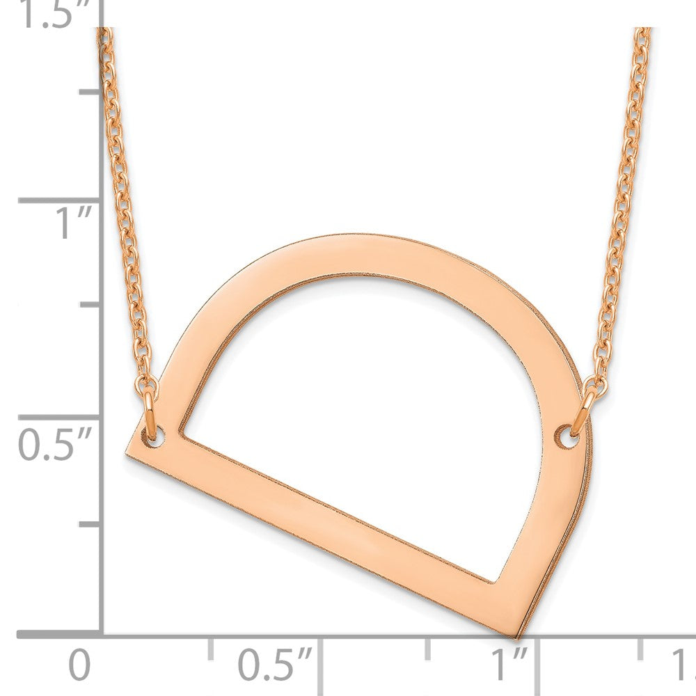 Sterling Silver Rose Gold Plated Polished Large Letter D Necklace