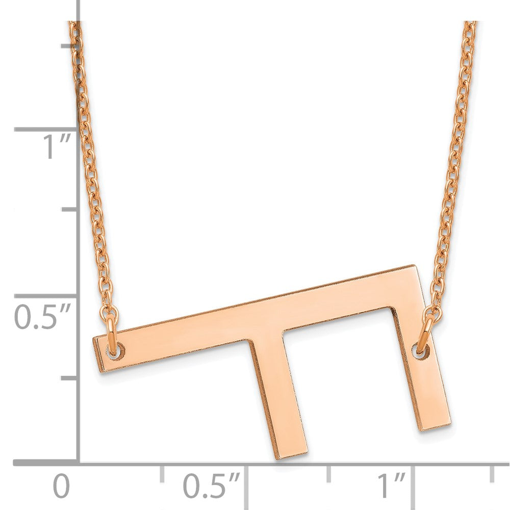 Sterling Silver Rose Gold Plated Polished Large Letter F Necklace