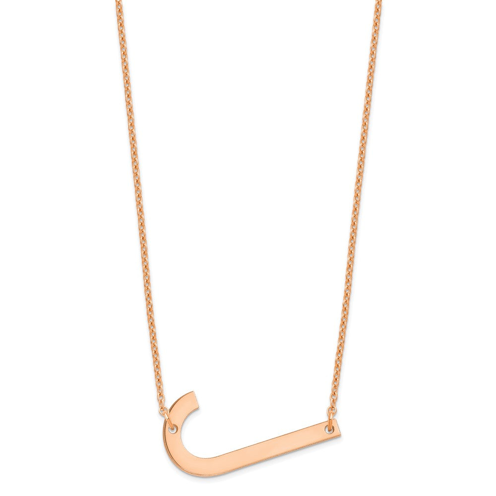 Sterling Silver Rose Gold Plated Polished Large Letter J Necklace