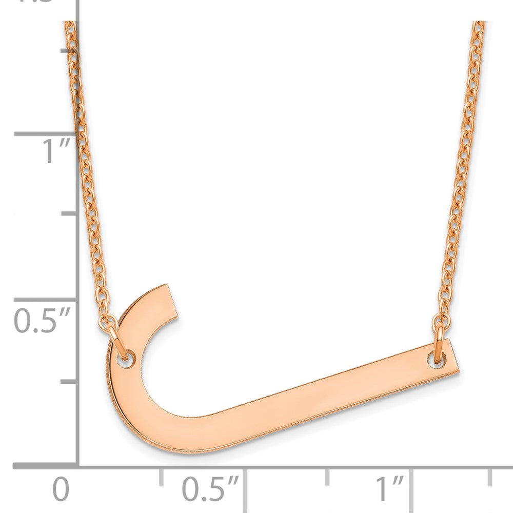Sterling Silver Rose Gold Plated Polished Large Letter J Necklace