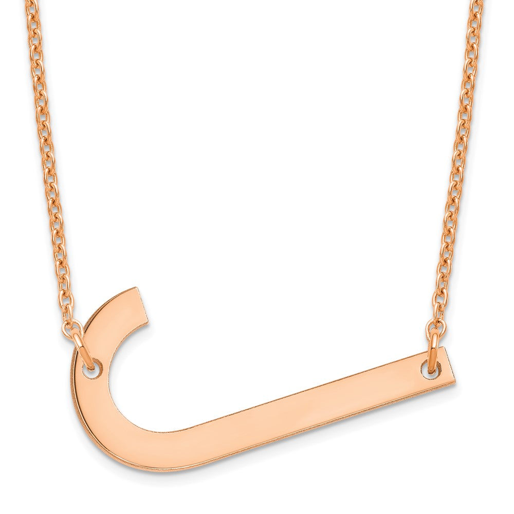 Sterling Silver Rose Gold Plated Polished Large Letter J Necklace