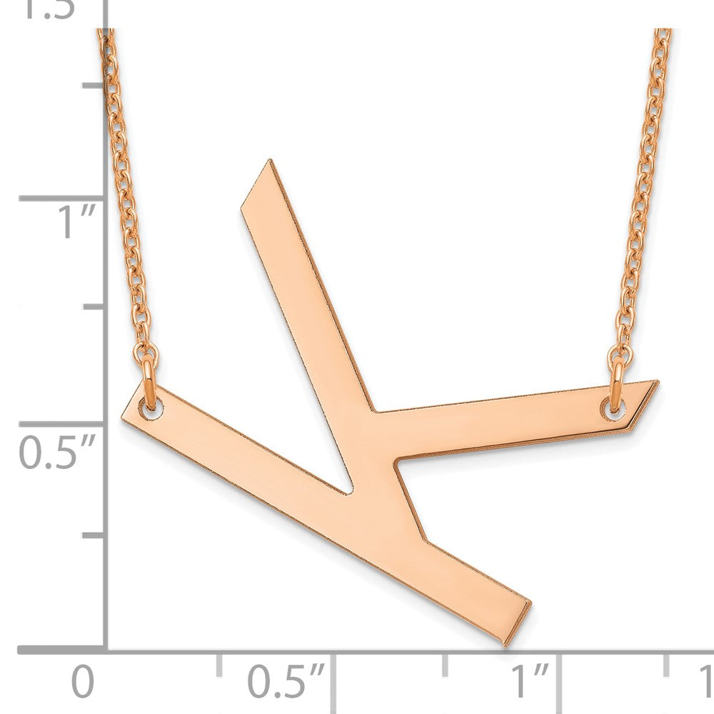 Sterling Silver Rose Gold Plated Polished Large Letter K Necklace
