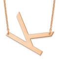 Sterling Silver Rose Gold Plated Polished Large Letter K Necklace