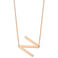 Sterling Silver Rose Gold Plated Polished Large Letter N Necklace