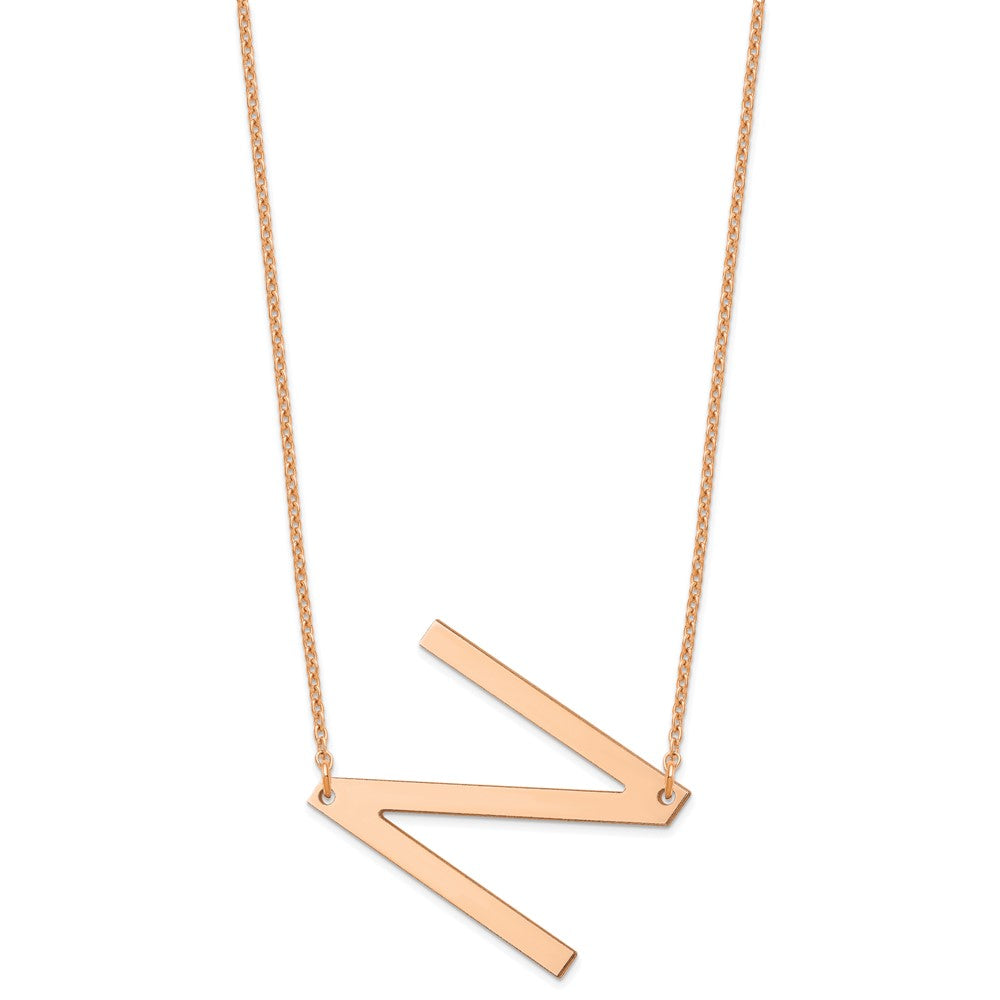 Sterling Silver Rose Gold Plated Polished Large Letter N Necklace