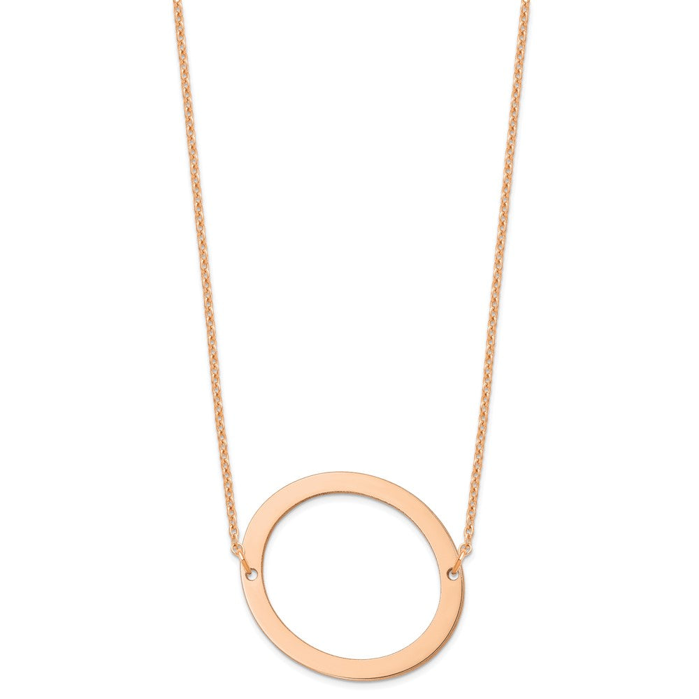 Sterling Silver Rose Gold Plated Polished Large Letter O Necklace