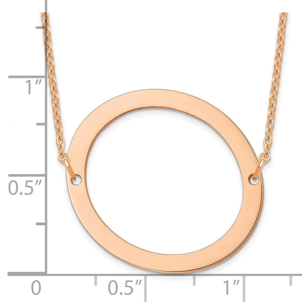 Sterling Silver Rose Gold Plated Polished Large Letter O Necklace