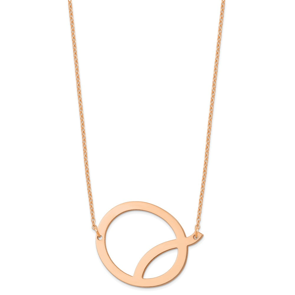 Sterling Silver Rose Gold Plated Polished Large Letter Q Necklace