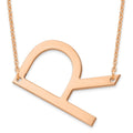 Sterling Silver Rose Gold Plated Polished Large Letter R Necklace