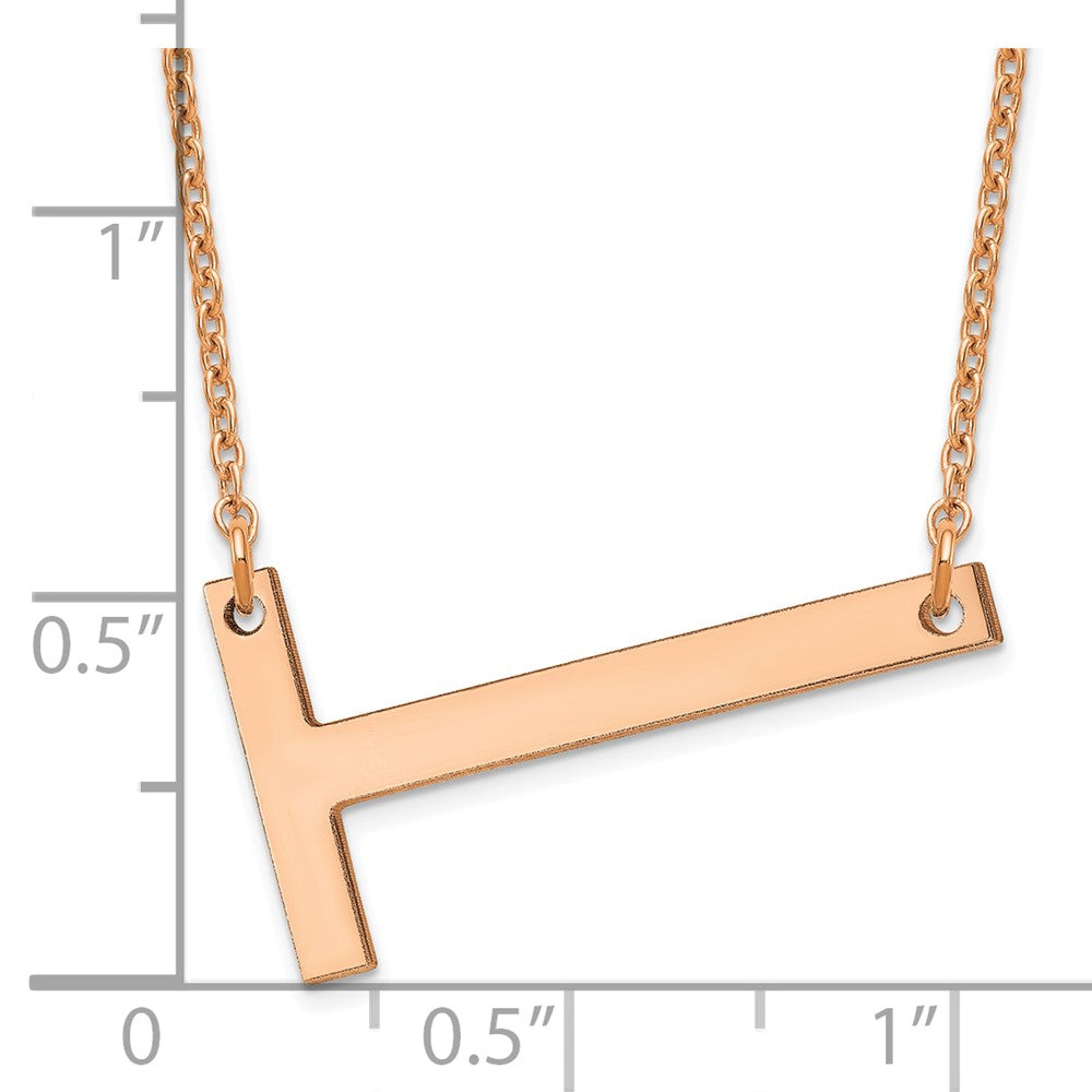 Sterling Silver Rose Gold Plated Polished Large Letter T Necklace