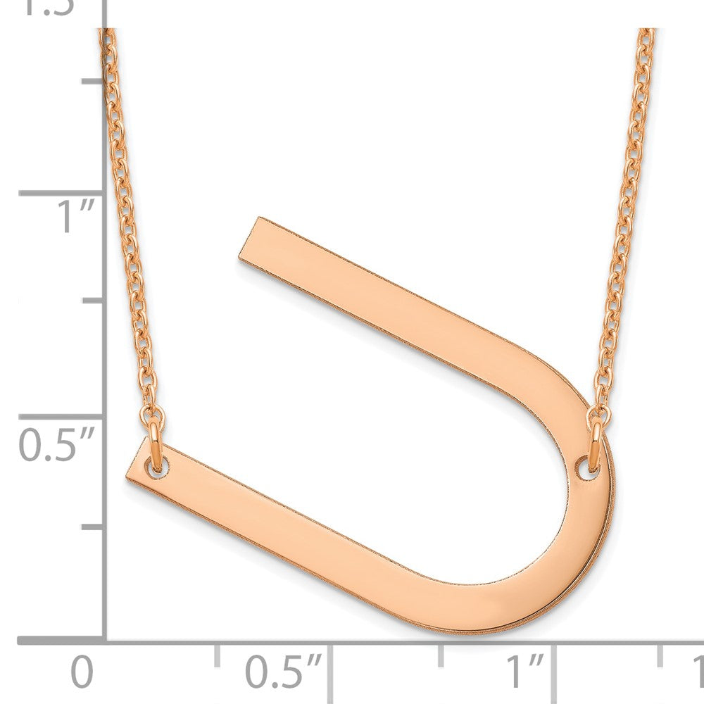 Sterling Silver Rose Gold Plated Polished Large Letter U Necklace