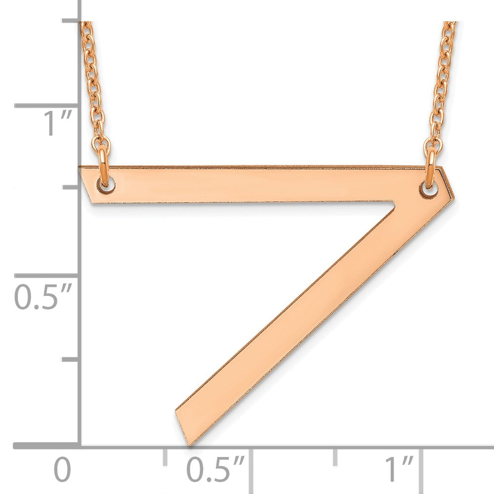 Sterling Silver Rose Gold Plated Polished Large Letter V Necklace