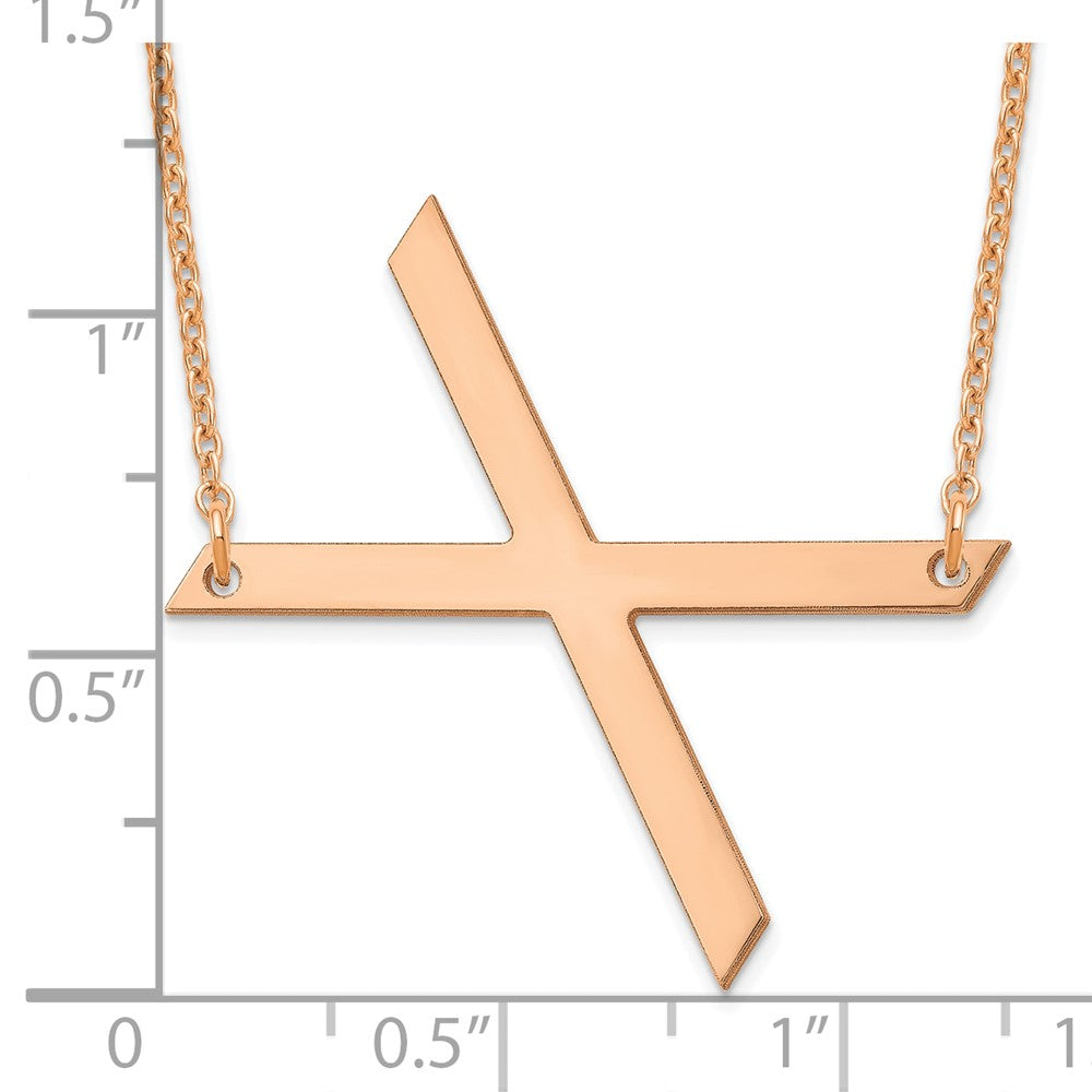 Sterling Silver Rose Gold Plated Polished Large Letter X Necklace