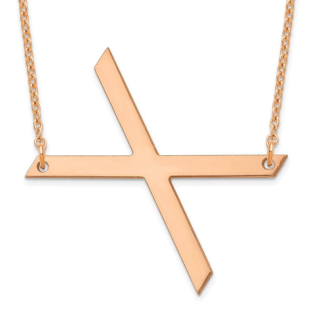 Sterling Silver Rose Gold Plated Polished Large Letter X Necklace