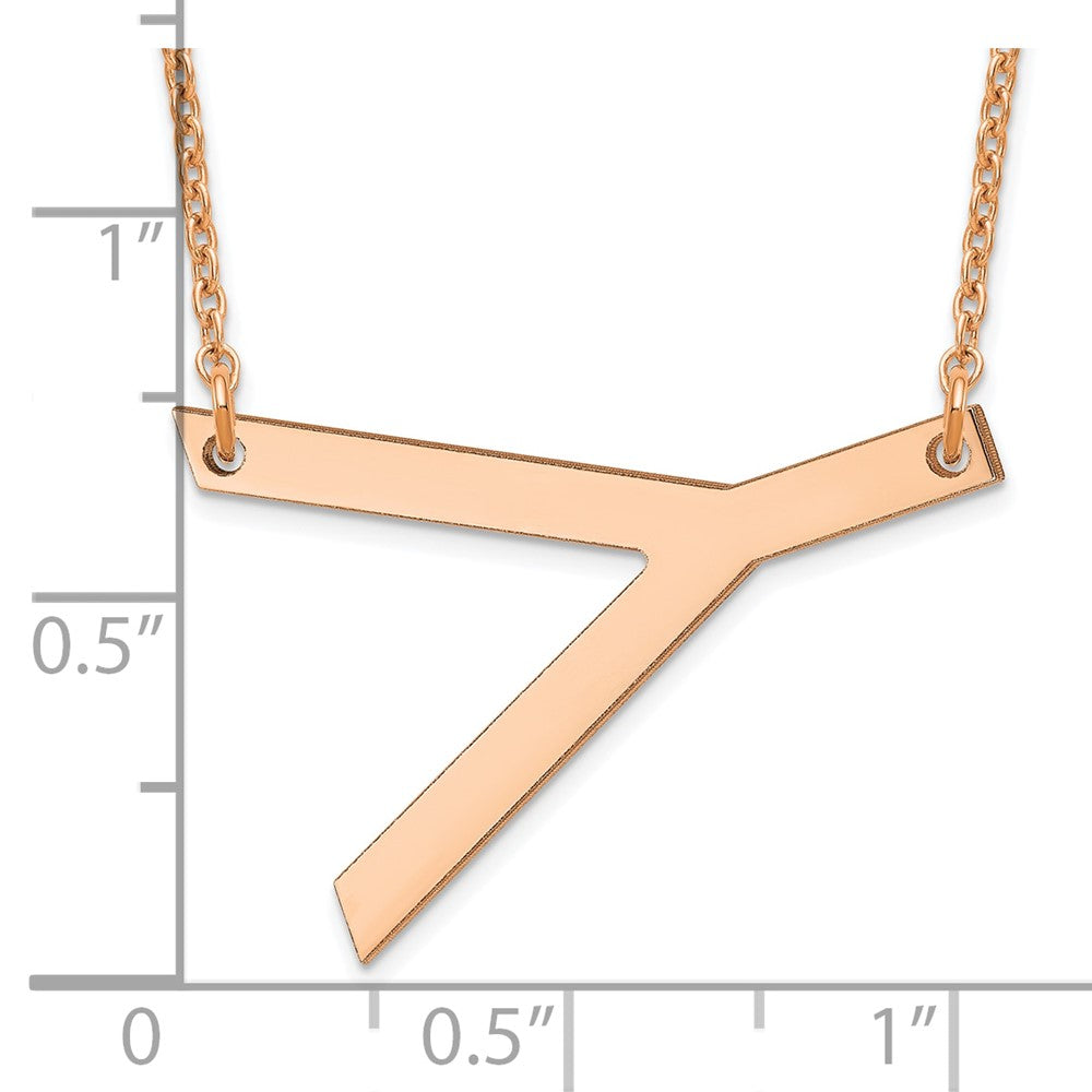 Sterling Silver Rose Gold Plated Polished Large Letter Y Necklace