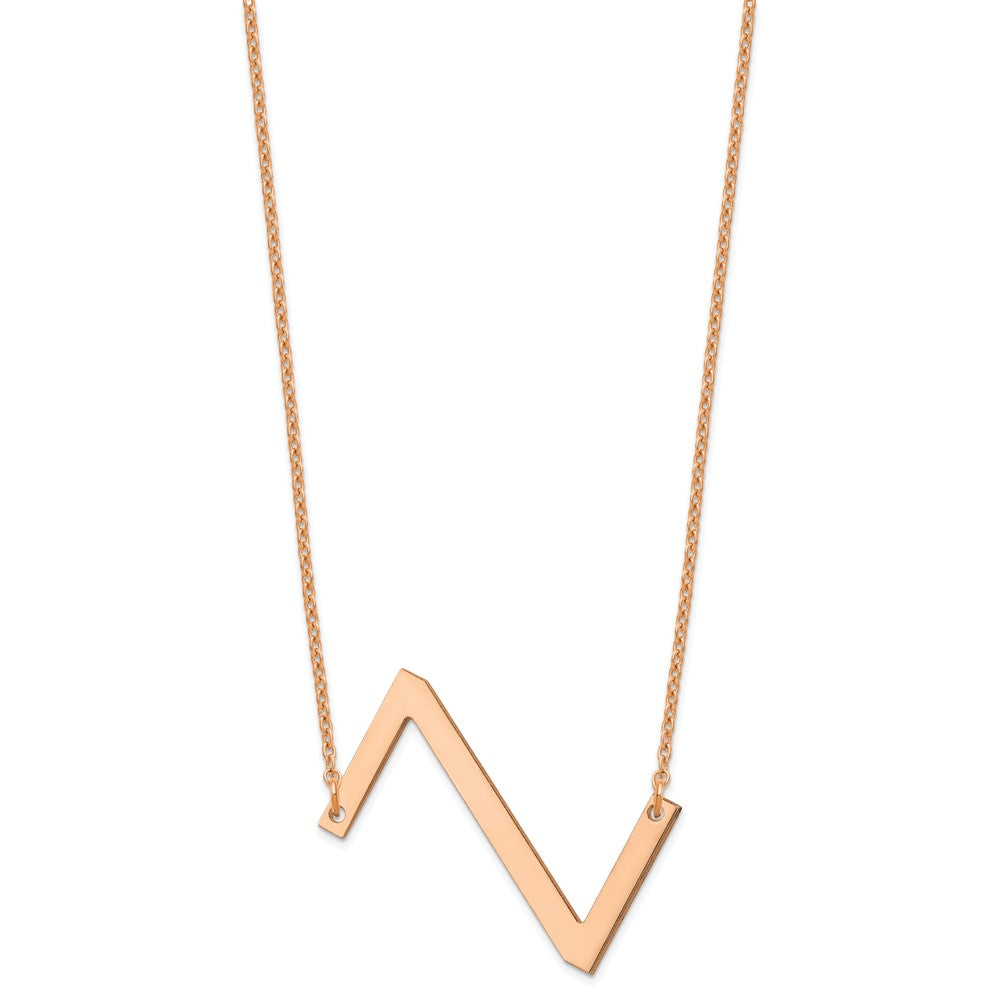 Sterling Silver Rose Gold Plated Polished Large Letter Z Necklace
