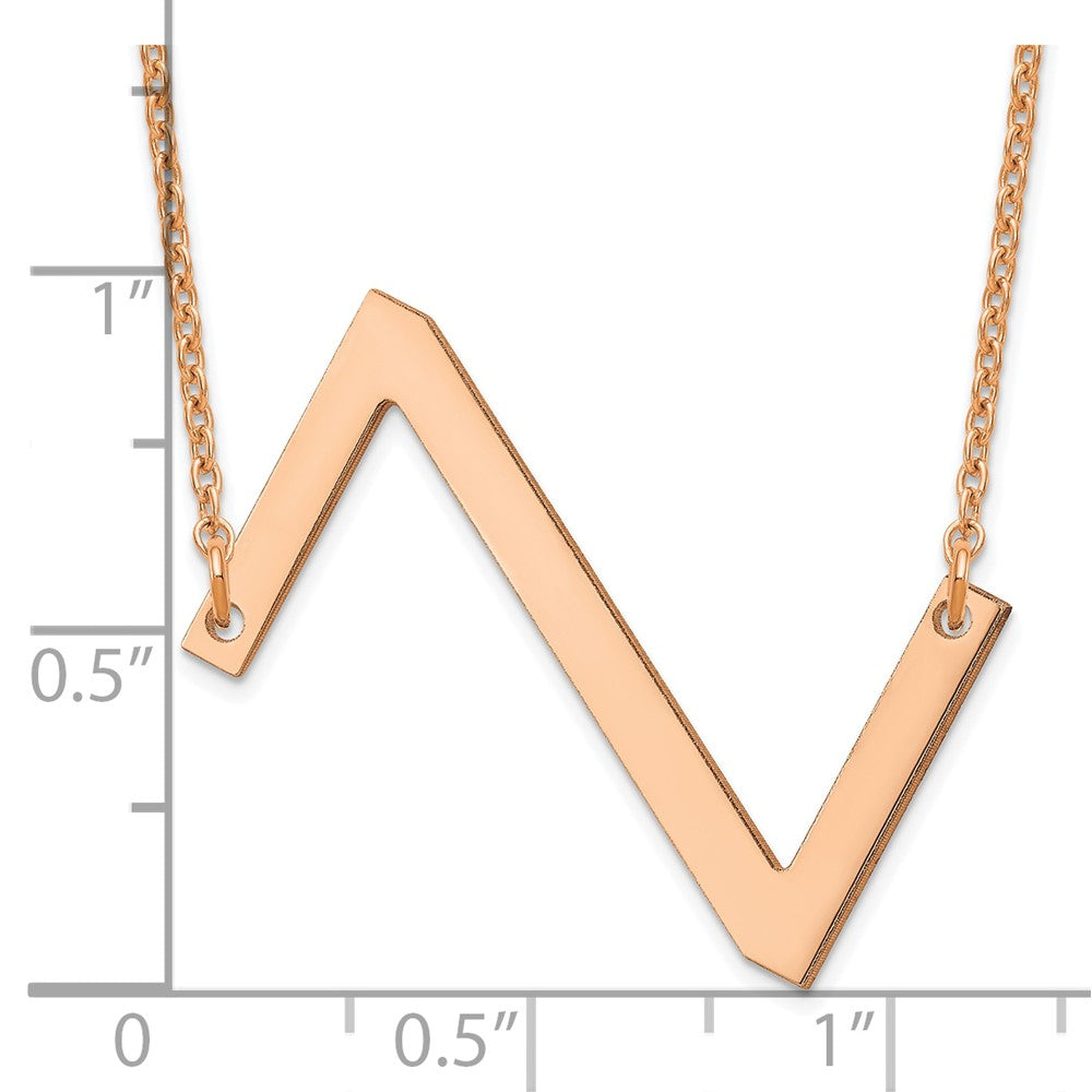 Sterling Silver Rose Gold Plated Polished Large Letter Z Necklace