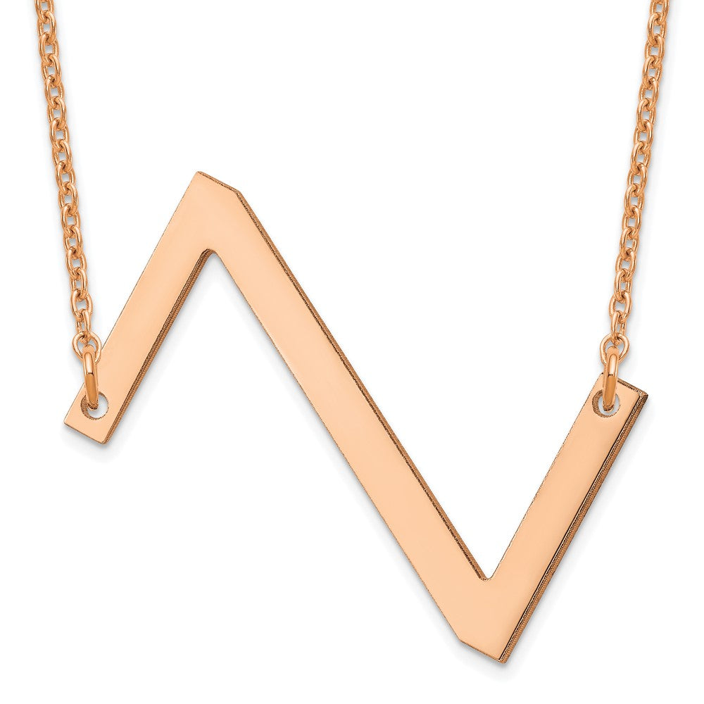 Sterling Silver Rose Gold Plated Polished Large Letter Z Necklace