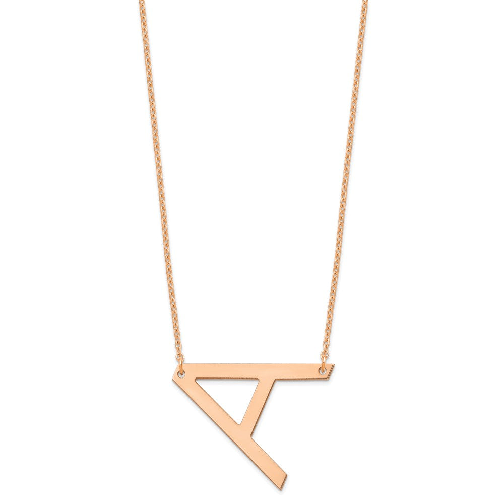 14K Rose Gold Polished Large Letter A Necklace
