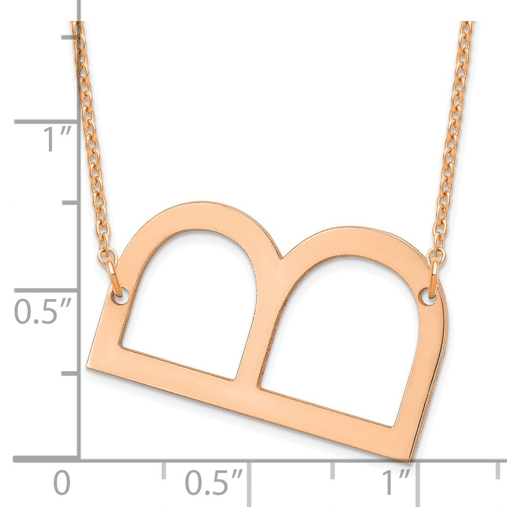 14k Rose Gold Large Sideways Initial B Necklace