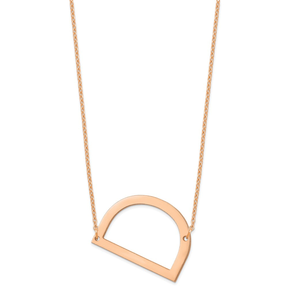 14K Rose Gold Polished Large Letter D Necklace