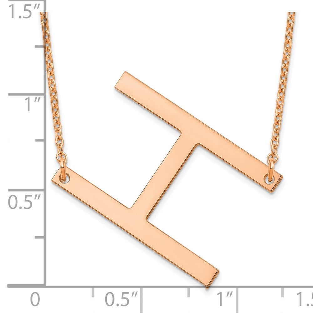 14K Rose Gold Polished Large Letter H Necklace