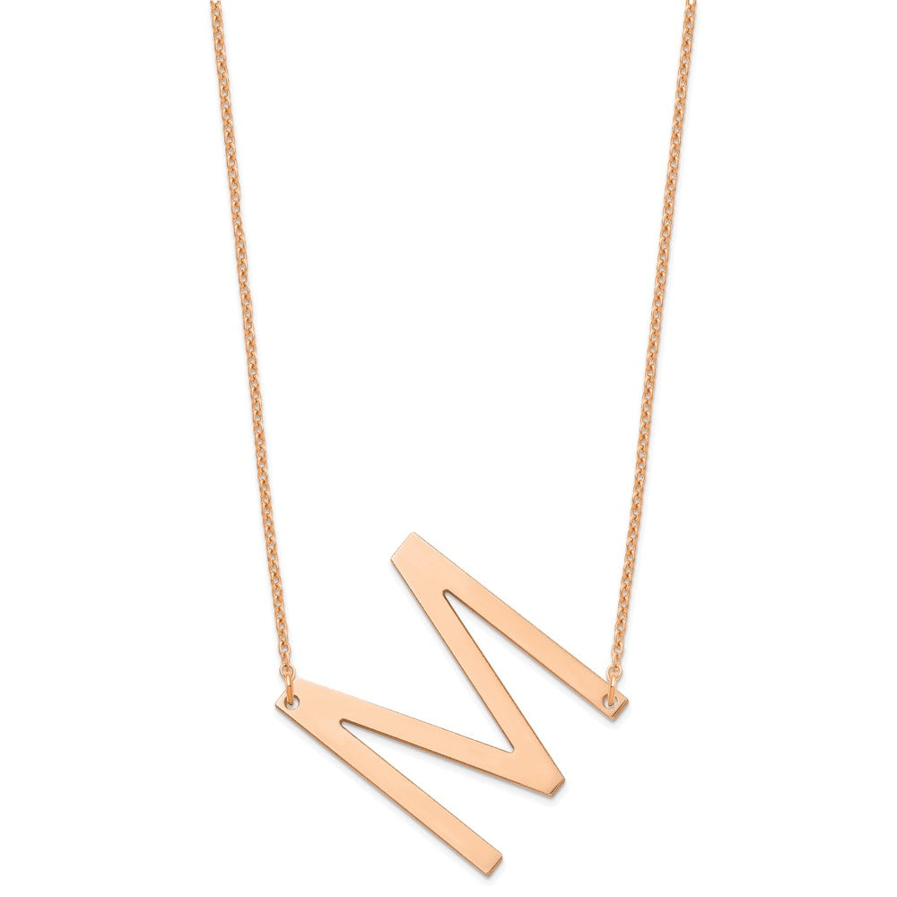14K Rose Gold Polished Large Letter M Necklace