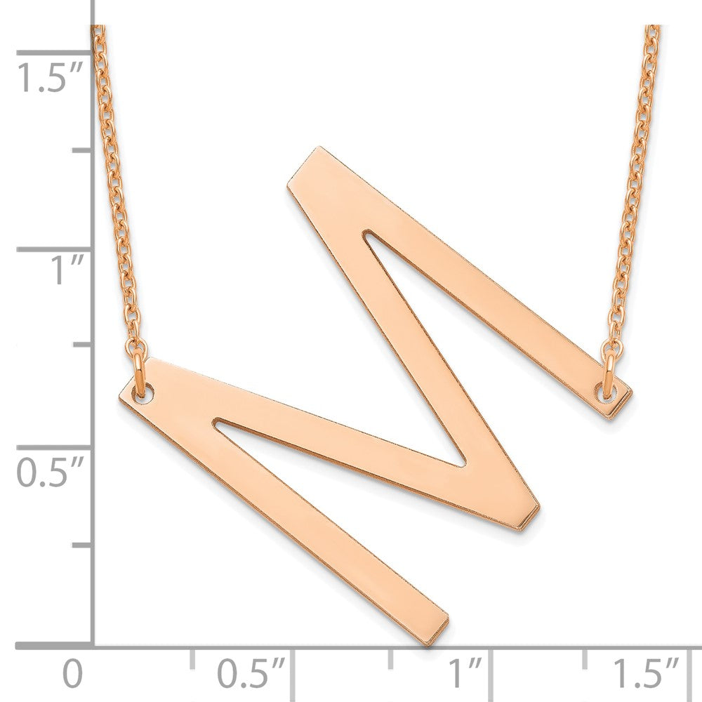 14K Rose Gold Polished Large Letter M Necklace