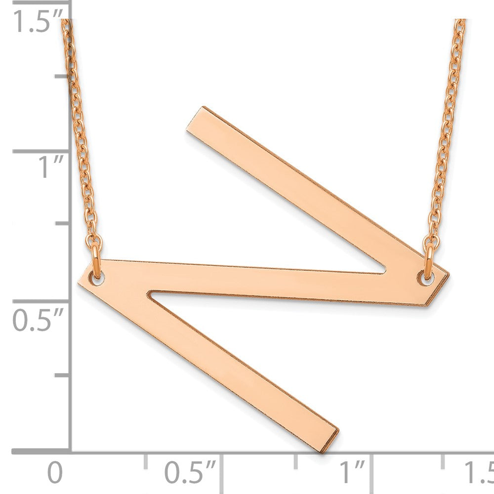 14K Rose Gold Polished Large Letter N Necklace