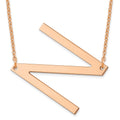 14K Rose Gold Polished Large Letter N Necklace
