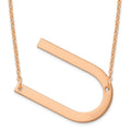 14K Rose Gold Polished Large Letter U Necklace