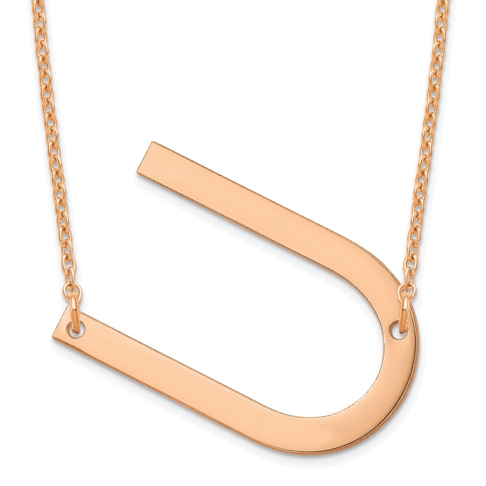 14K Rose Gold Polished Large Letter U Necklace