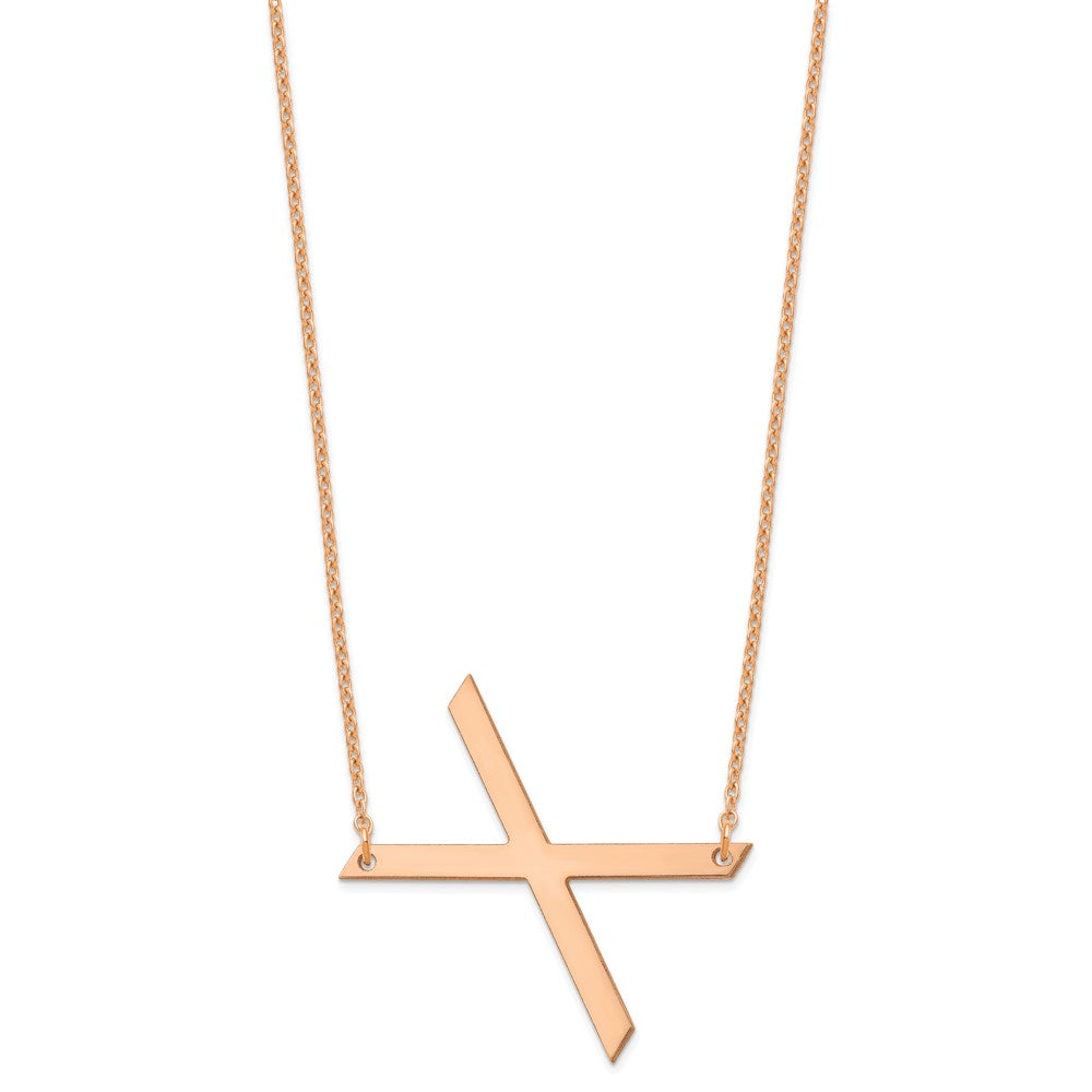 14K Rose Gold Polished Large Letter X Necklace
