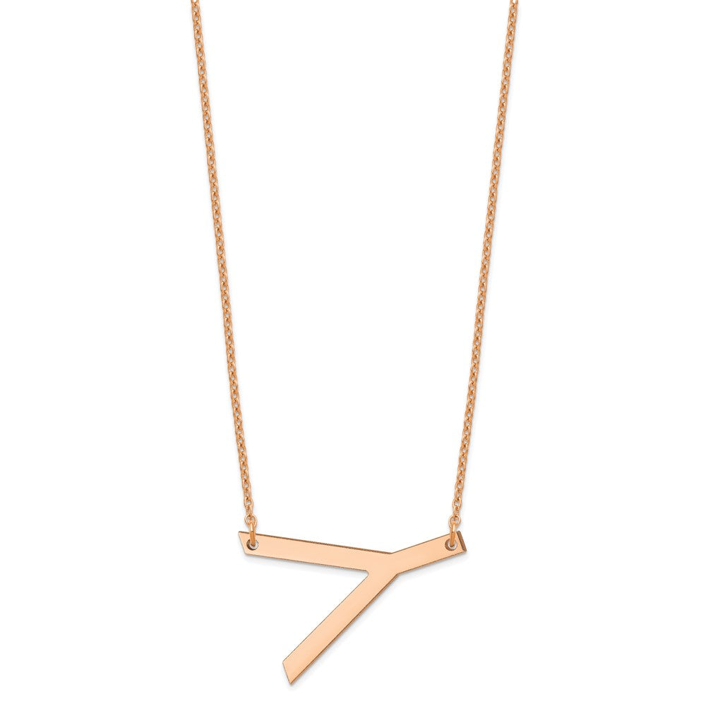 14K Rose Gold Polished Large Letter Y Necklace