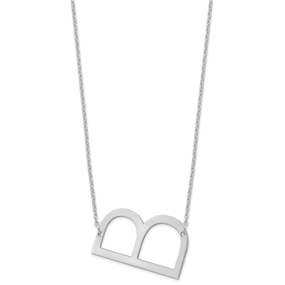 Sterling Silver/Rhod-plated Large Sideways initial B Necklace