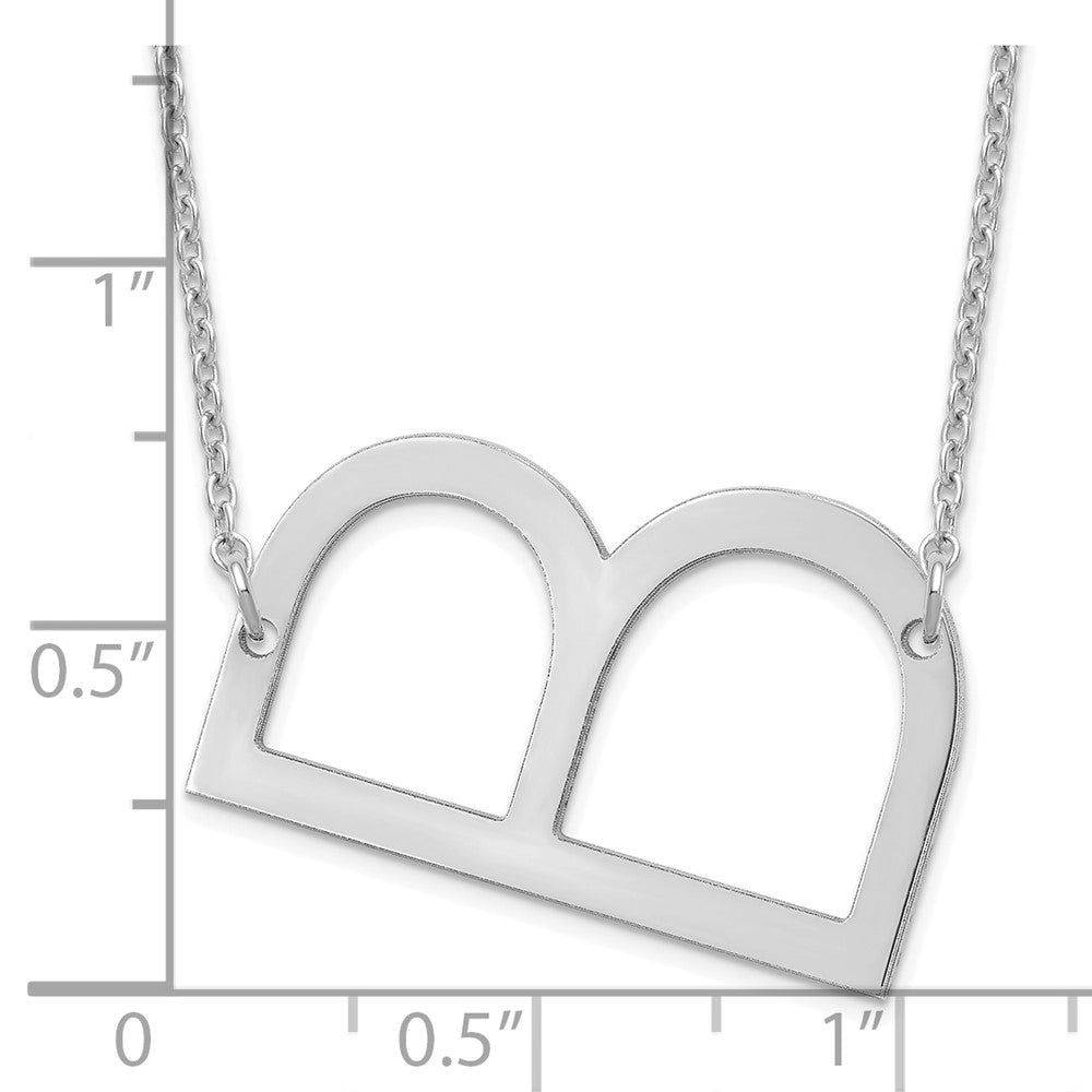 Sterling Silver/Rhod-plated Large Sideways initial B Necklace