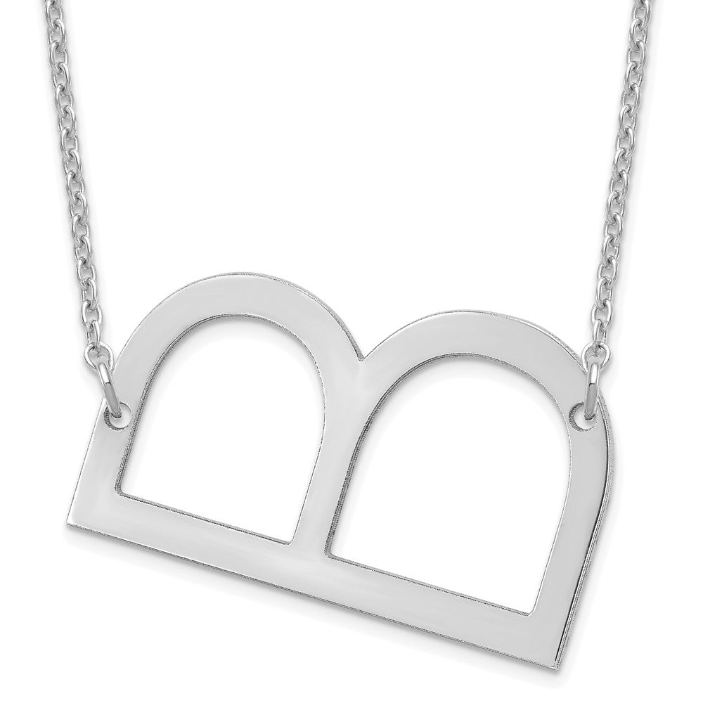 Sterling Silver/Rhod-plated Large Sideways initial B Necklace