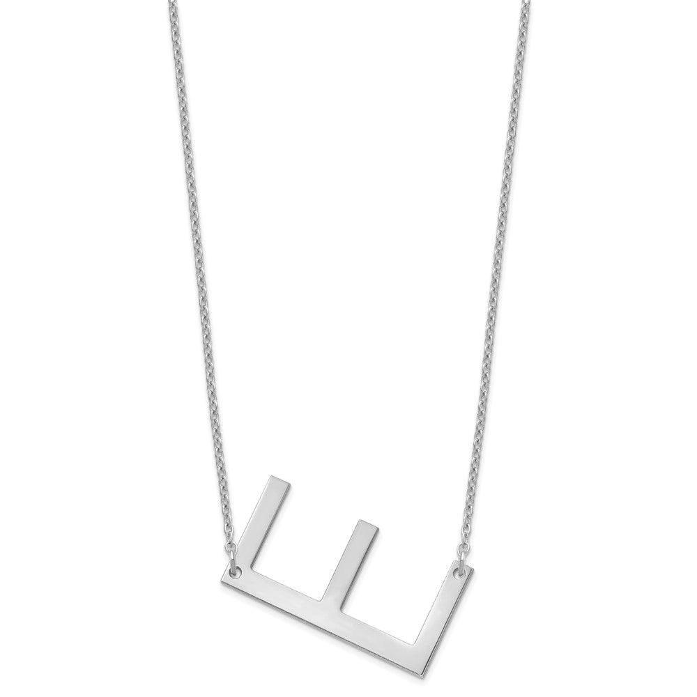 Sterling Silver Polished Large Letter E Necklace