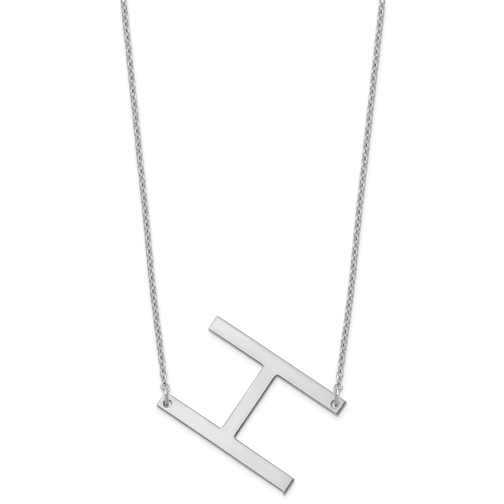 Sterling Silver Polished Large Letter H Necklace