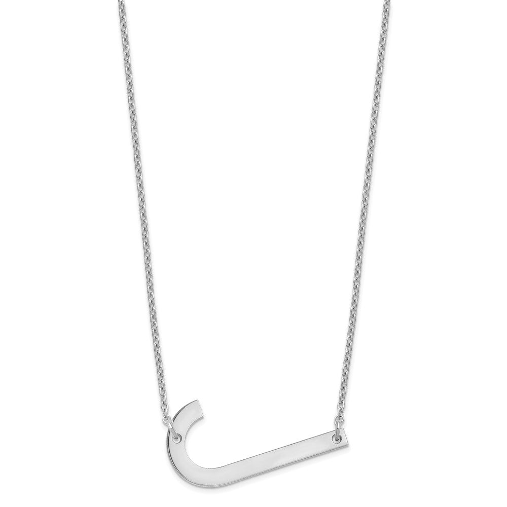 Sterling Silver Polished Large Letter J Necklace