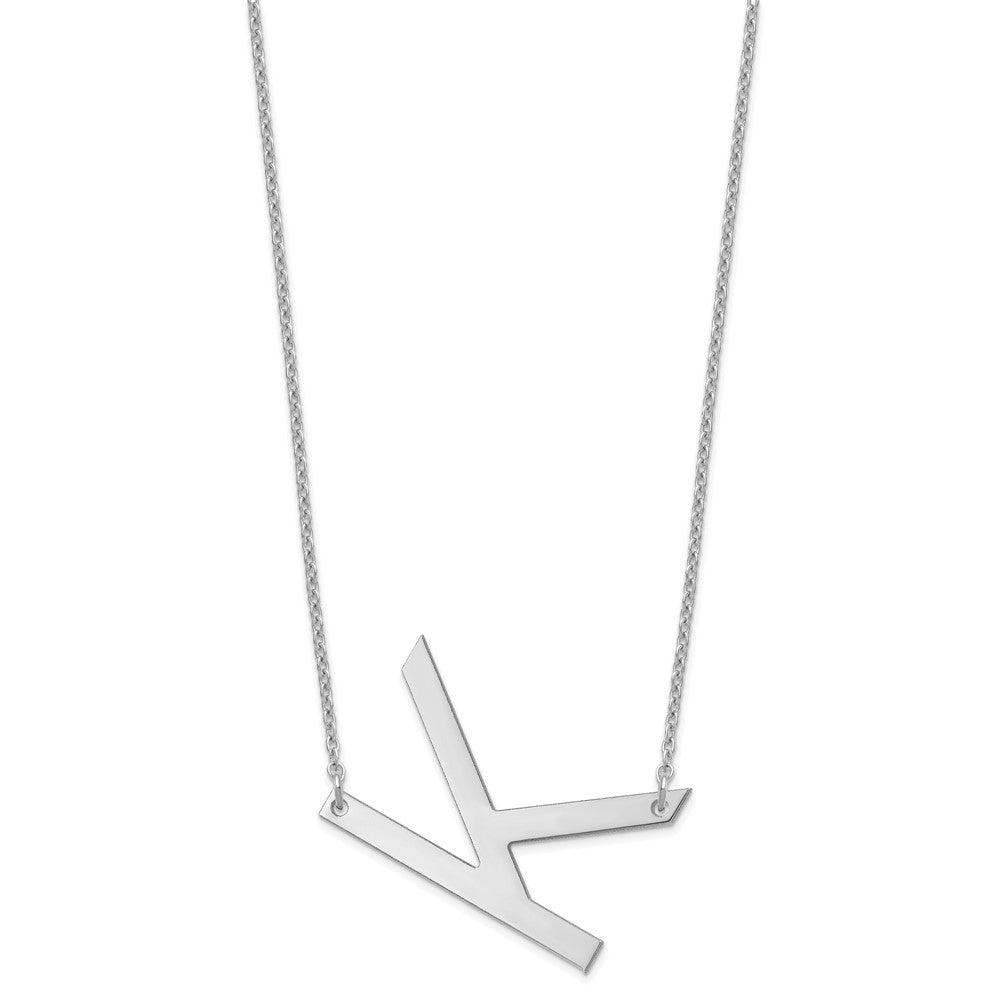 Sterling Silver Polished Large Letter K Necklace